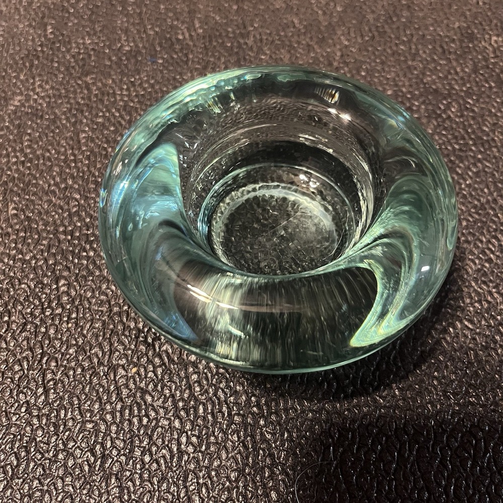 San Miguel Spain Thick Recycled Green Teal Glass Candle Holder Sustainability